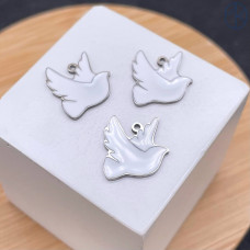 Подвеска птица сталь 13 мм, цвет серебро 