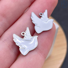 Подвеска птица сталь 13 мм, цвет серебро 