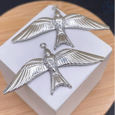 Подвеска птица сталь 21 мм, цвет серебро