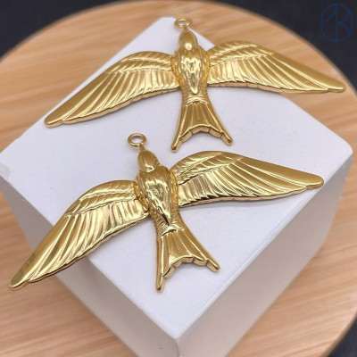 Подвеска птица сталь 21 мм, цвет золото 18К