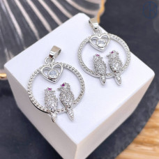 Подвеска птицы цирконы, цвет серебро 20 мм 