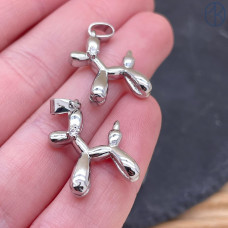 Подвеска пудель циркон, цвет серебро 21х15мм 