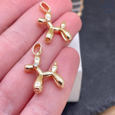 Подвеска пудель циркон, цвет золото 21х15мм 