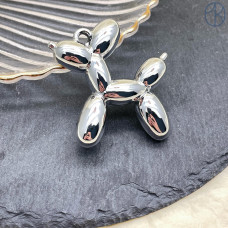 Подвеска пудель, цвет серебро 45х40 мм 