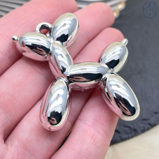 Подвеска пудель, цвет серебро 45х40 мм 