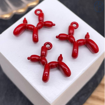 Подвеска пудель красная эмаль 14 мм