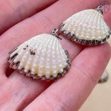 Подвеска Ракушка белая, цвет серебро 19*25 