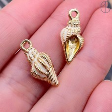 Подвеска ракушка кремовая эмаль, цвет золото 19 мм