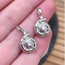 Подвеска ракушка улитка циркон, цвет серебро 11 мм