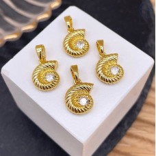 Подвеска ракушка улитка циркон, цвет золото 10 мм