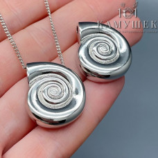 Подвеска ракушка улитка, цвет серебро 25х22 мм