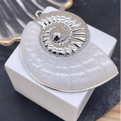 Подвеска ракушка улитка, цвет серебро 45 мм 