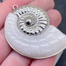 Подвеска ракушка улитка, цвет серебро 45 мм 