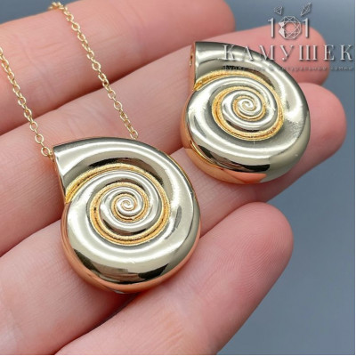 Подвеска ракушка улитка, цвет золото 25х22 мм 