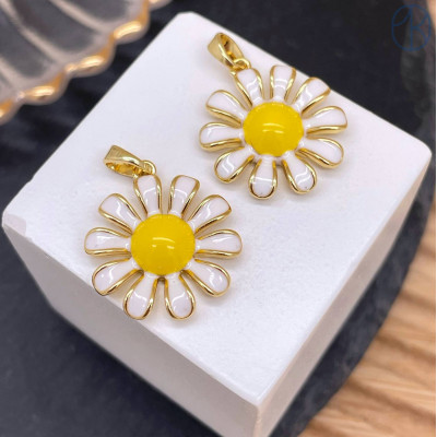 Подвеска ромашка, цвет золото 18 мм