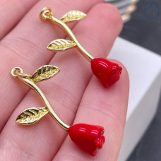 Подвеска роза, цвет золото 35х18 мм