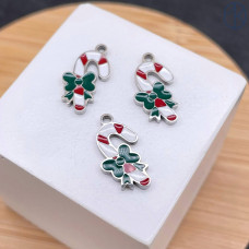 Подвеска рождественский леденец сталь 14 мм, цвет серебро  