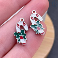 Подвеска рождественский леденец сталь 14 мм, цвет серебро  