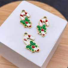 Подвеска рождественский леденец сталь 14 мм, цвет золото 18К