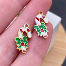 Подвеска рождественский леденец сталь 14 мм, цвет золото 18К