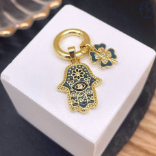 Подвеска рука Фатимы (Хамса) и клевер, цвет золото 18 мм
