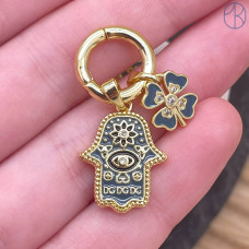 Подвеска рука Фатимы (Хамса) и клевер, цвет золото 18 мм