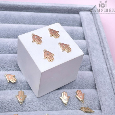 Подвеска Рука Фатимы с цирконом, цвет золото 12х9 мм