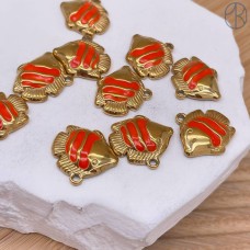 Подвеска рыба оранжевая эмаль 18 мм, цвет золото 