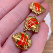 Подвеска рыба оранжевая эмаль 18 мм, цвет золото 