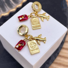 Подвеска самолет, чемодан и паспорт, цвет золото 12 мм