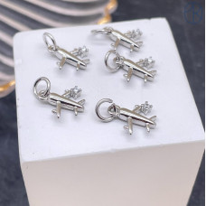 Подвеска Самолет циркон, цвет серебро 11х10 мм