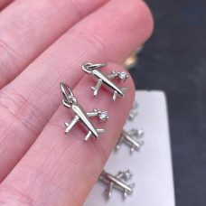 Подвеска Самолет циркон, цвет серебро 11х10 мм