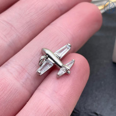 Подвеска Самолет цирконы, цвет серебро 13х16