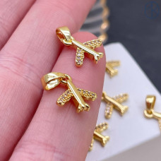 Подвеска самолет цирконы, цвет золото 11х10 мм 