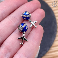 Подвеска самолет, цвет серебро 11 мм 