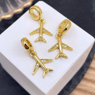 Подвеска самолет, цвет золото 14 мм