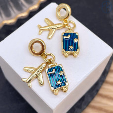 Подвеска самолет и чемодан, цвет золото 16 мм