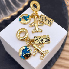 Подвеска самолет, земной шар и открытка, цвет золото 14 мм