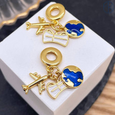 Подвеска самолет, земной шар и сумка, цвет золото 14 мм