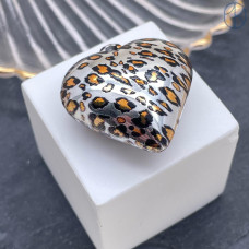 Подвеска сердца леопард, цвет серебро 33х31 мм