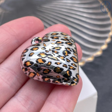 Подвеска сердца леопард, цвет серебро 33х31 мм