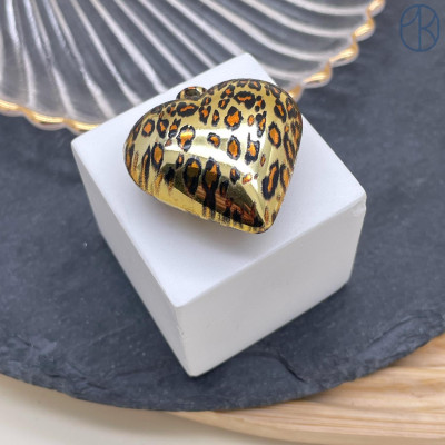 Подвеска сердца леопард, цвет золото 33х31 мм