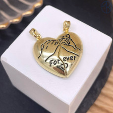 Подвеска сердце 2 половинки, цвет серебро 24 мм