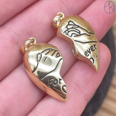 Подвеска сердце 2 половинки, цвет серебро 24 мм