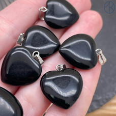 Подвеска Сердце Агат черный, цвет серебро 20х20 мм