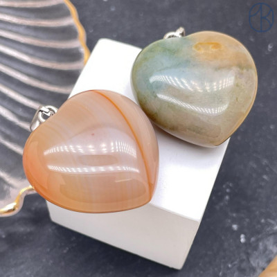 Подвеска сердце Агат, цвет серебро, 30х30 мм