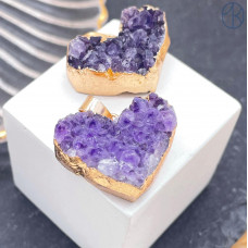 Подвеска сердце Аметист, цвет золото ~ 27х30 мм