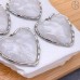 Подвеска сердце белая эмаль сталь 32 мм, цвет серебро