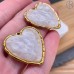 Подвеска сердце белая эмаль сталь 32 мм, цвет золото