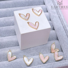 Подвеска сердце белый перламутр, цвет золото 13х14 мм 